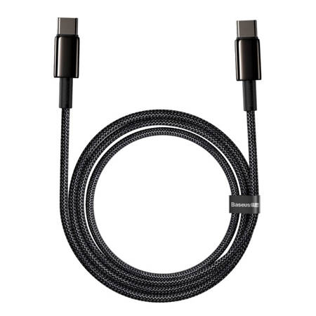 Kabel USB-C na USB-C Baseus Tungsten Gold 100W 5A - czarny 1m