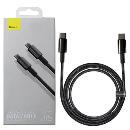 Kabel USB-C na USB-C Baseus Tungsten Gold 100W - czarny 2m