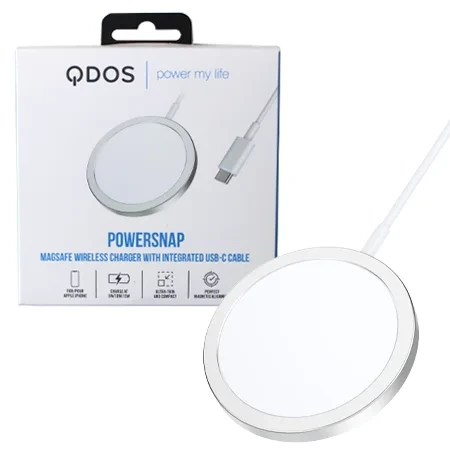 Ładowarka indukcyjna Qdos PowerSnap MagSafe Wireless Charger 15W - biała