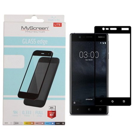 Nokia 3 szkło hartowane na cały wyświetlacz 3D MyScreen - czarne