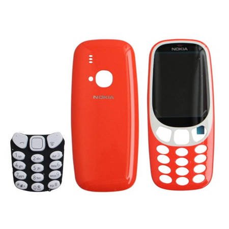 Nokia 3310 kompletna obudowa z klawiaturą - czerwona