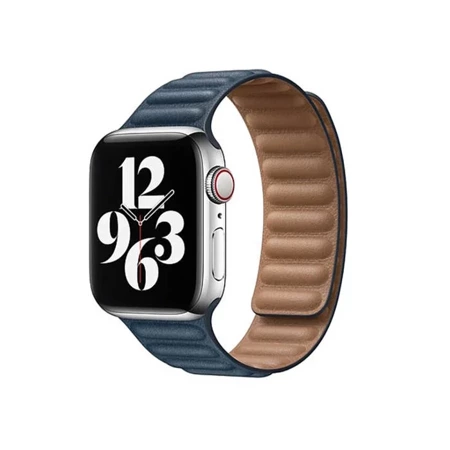 Pasek Apple Watch 1/ 2/ 3/ 4/ 5/ 6/ 7/ Ultra Series 38/ 40/ 41 mm Leather Link S/M - niebieski (Baltic Blue)