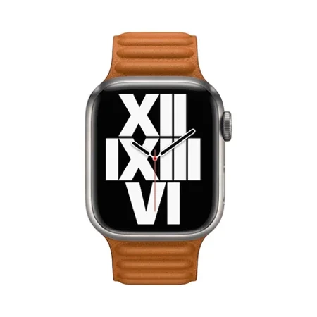 Pasek Apple Watch 38/ 40/ 41 mm Leather Link S/M - ciemnopomarańczowy (Golden Brown)
