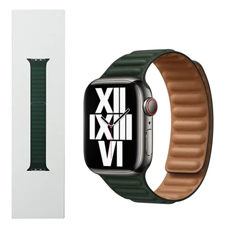Pasek Apple Watch 38/ 40/ 41 mm Leather Link S/M - zielony (Sequoia Green)