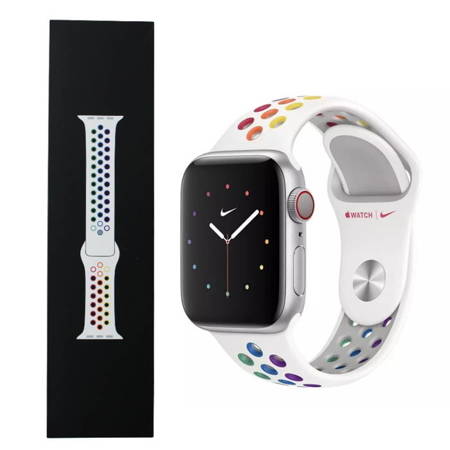 Pasek Apple Watch 38/ 40/ 41mm Nike Sport Band rozmiar M/L - biało-tęczowy (Pride Edition)