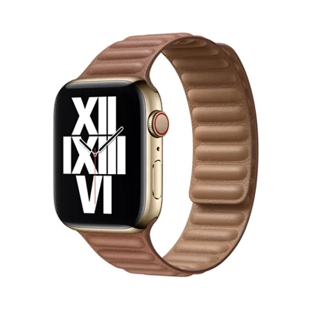 Pasek Apple Watch 42/ 44/ 45/ 49 Ultra Leather Link M/L - brązowy (Saddle Brown)