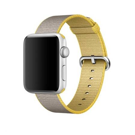 Pasek Apple Watch 42/ 44/ 45/ 49 Ultra Woven Nylon - szaro-żółty (Yellow/ Light Gray)