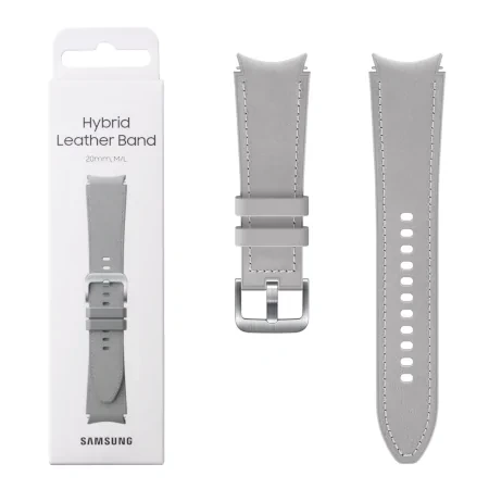 Pasek Samsung Galaxy Watch 4/ Watch 4 Classic/ Watch 5/ Watch 5 Pro Hybrid Leather Band 20 mm M/L - srebrny