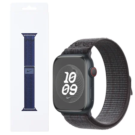 Pasek do Apple Watch  42/ 44/ 45/ 49 Ultra Nike Sport Loop - czarny/ niebieski (Black/ Blue)