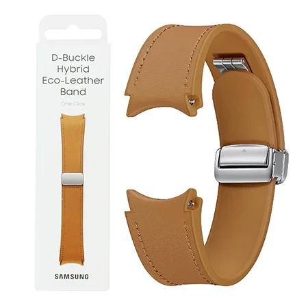 Pasek do Samsung Galaxy Watch 4/ 4 Classic/ 5/ 5 Pro/ 6/ 6 20 mm M/L D-Buckle Hybrid Eco-Leather Band One Click 20 mm M/L - brązowy (Camel)