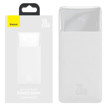 Powerbank Baseus Bipow Digital Display Fast Charge 20000 mAh 20W - biały