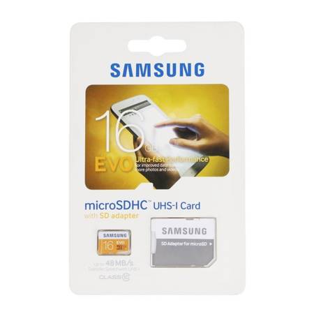 Samsung Evo karta pamięci 16 GB microSDHC z adapterem SD - klasa 10