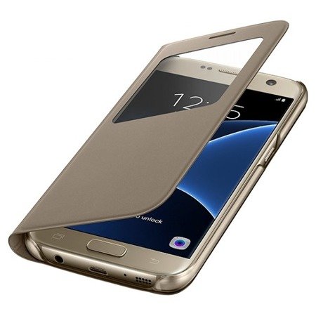Samsung Galaxy S7 etui S View Cover EF-CG930PFEGUS - złoty