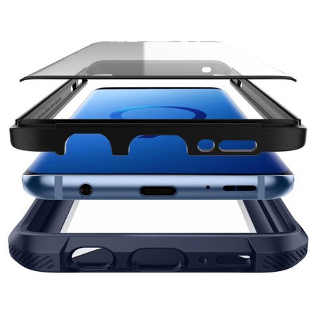 Samsung Galaxy S9 Plus etui + szkło hartowane Spigen Hybrid 360 593CS23044 - granatowe
