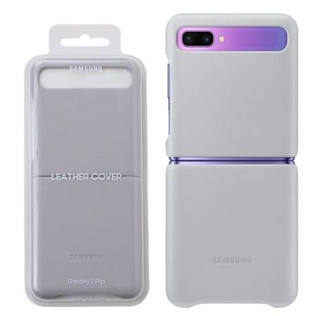 Samsung Galaxy Z Flip etui skórzane Leather Cover EF-VF700LSEGEU - 	szary