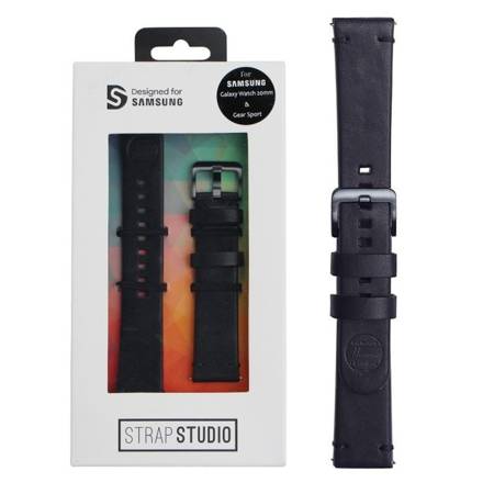 Samsung Gear Sport/ Galaxy Watch 42 mm pasek Leather Watch Strap 20mm GP-R815BREEAAA - czarny