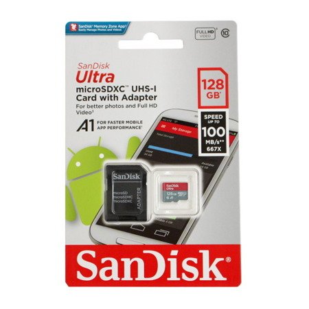 SanDisk Ultra A1 karta pamięci 128GB microSDXC z adapterem SD - klasa 10