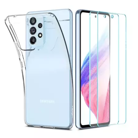 Silikonowe etui + 2x szkło hartowane Spigen Crystal Pack do Samsung Galaxy A53 5G - transparentne