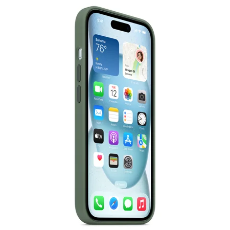 Silikonowe etui Apple iPhone 15 Silicone Case MagSafe - zielone (Cypress)