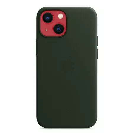 Skórzane etui Apple Leather Case MagSafe do iPhone 13 mini - zielone (Sequoia Green)