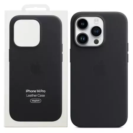 Skórzane etui Apple Leather Case MagSafe do iPhone 14 Pro - czarne (Midnight)
