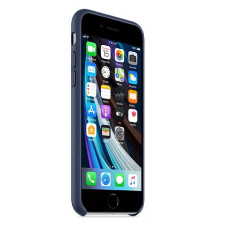 Skórzane etui Apple Leather Case do iPhone SE 2020/ SE 2022  - granatowe (Midnight Blue)