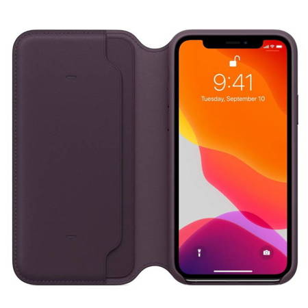 Skórzane etui Apple iPhone 11 Pro Leather Folio - oberżyna (Aubergine)