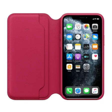 Skórzane etui Apple iPhone 11 Pro Max Leather Folio - malinowe (Raspberry)