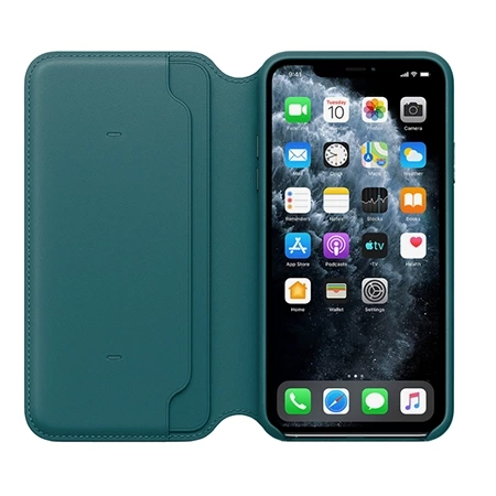 Skórzane etui Apple iPhone 11 Pro Max Leather Folio - zielone (Peacock)