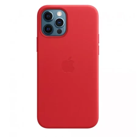 Skórzane etui Apple iPhone 12 Pro Max Leather Case MagSafe - czerwone (Scarlet)