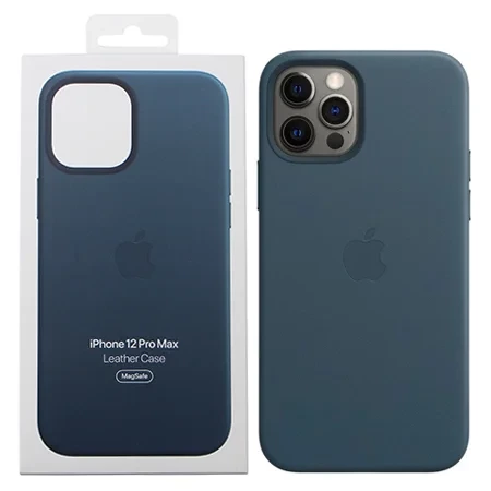 Skórzane etui Apple iPhone 12 Pro Max Leather Case MagSafe - granatowy (Baltic Blue)