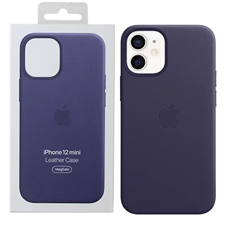 Skórzane etui Apple iPhone 12 mini Leather Case MagSafe - fioletowe (Deep Violet)