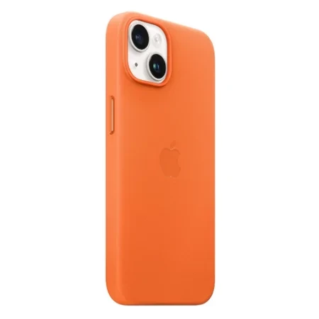 Skórzane etui Apple iPhone 14 Leather Case MagSafe - pomarańczowe (Orange)