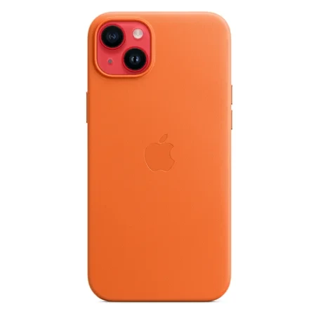 Skórzane etui Apple iPhone 14 Plus Leather Case MagSafe - pomarańczowe (Orange)