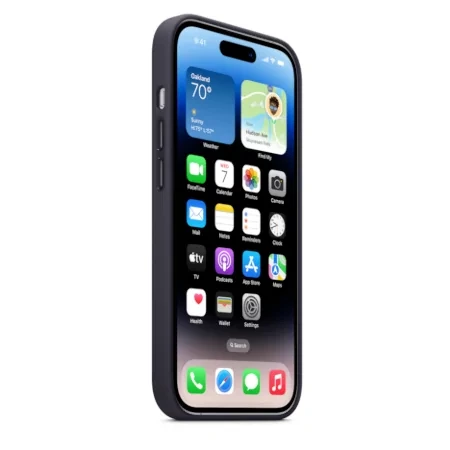 Skórzane etui Apple iPhone 14 Pro Leather Case MagSafe - atramentowy (Ink)