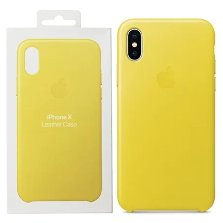 Skórzane etui Apple iPhone X Leather Case  - żółte (Spring Yellow)