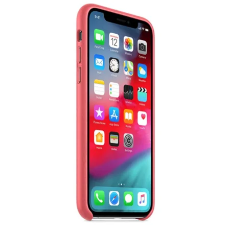 Skórzane etui Apple iPhone XS Leather Case - różowe (Peony Pink)