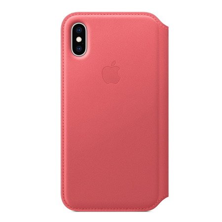 Skórzane etui Apple iPhone XS Leather Folio - różowe (Peony Pink)