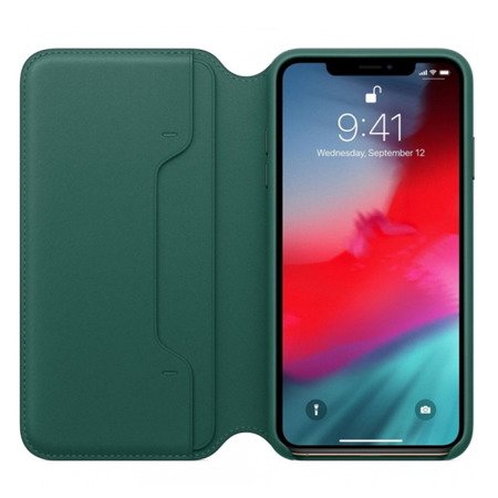 Skórzane etui Apple iPhone XS Max Leather Folio - zielone (Forest Green)