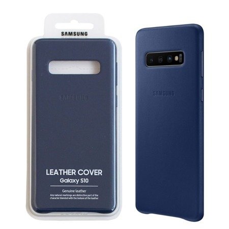 Skórzane etui Leather Cover do Samsung Galaxy S10 - granatowy (Navy)