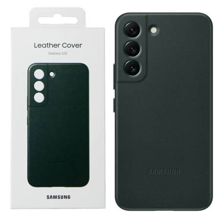 Skórzane etui na telefon Samsung Galaxy S22 Leather Cover - zielone