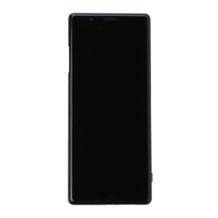 Sony Xperia 5 wyświetlacz LCD z ramką i głośnikiem - czarny