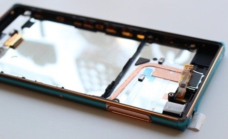 Sony Xperia Z3+/ Z4 wyświetlacz LCD z ramką, złączem słuchawkowym i głośnikiem - miedziany (copper)
