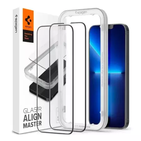 Szkło hartowane Spigen Glas TR ALIGN MASTER do Apple iPhone 12/ 12 Pro - czarne (2 sztuki)