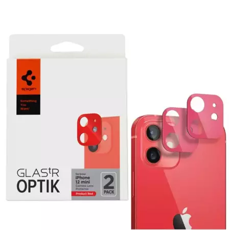 Szkło hartowane na aparat Spigen Glas.TR Optik do Apple iPhone 12 mini - czerwone 2szt