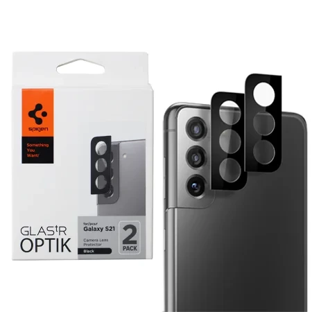 Szkło hartowane na aparat do Samsung Galaxy S21 Spigen Glas.TR EZ FIT OPTIK 2 sztuki - czarne