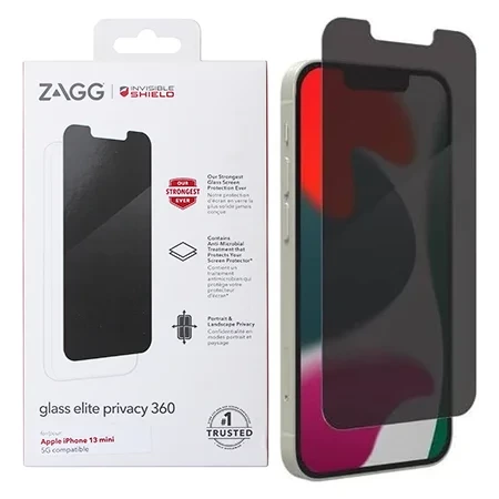 Szkło hartowane prywatyzujące do Apple iPhone 13 mini ZAGG Invisible Shield Glass Elite Privacy - czarne