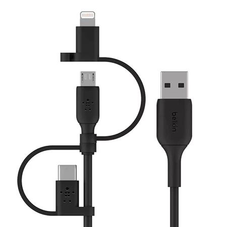 Uniwersalny kabel Lightning/ Micro/ USB-C Belkin Boost Charge 1m - czarny