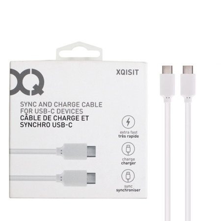 Xqisit kabel z USB-C na USB-C 1 m - biały