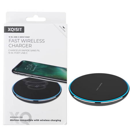 Xqisit ładowarka indukcyjna Fast Wireless Charger 15W 45169 - czarna